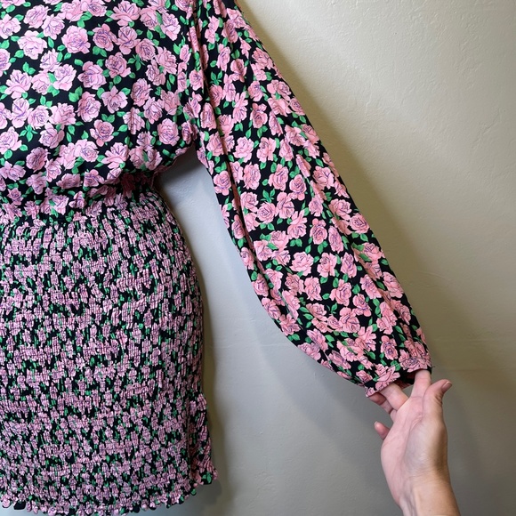 Zara NWT Blogger Fave Valentines Day Rose Print Floral Pattern Ruched Mini Dress - Picture 8 of 15